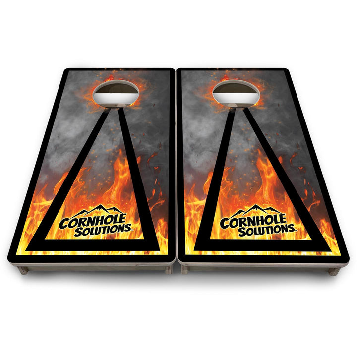 Fire Smoke Triangle CS Logo - Mini or Vacation Size Cornhole Boards