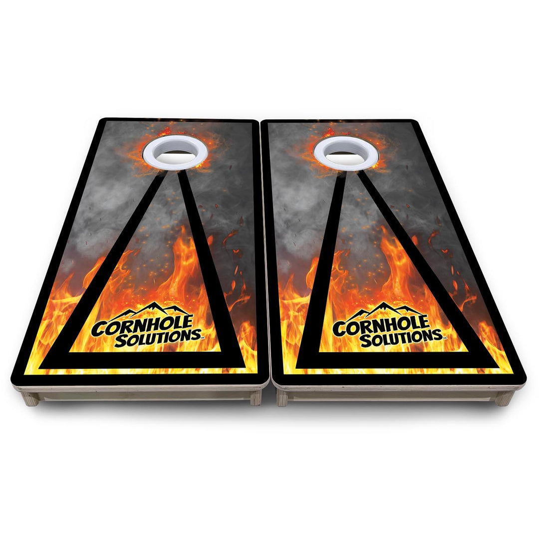 Fire Smoke Triangle CS Logo - Mini or Vacation Size Cornhole Boards