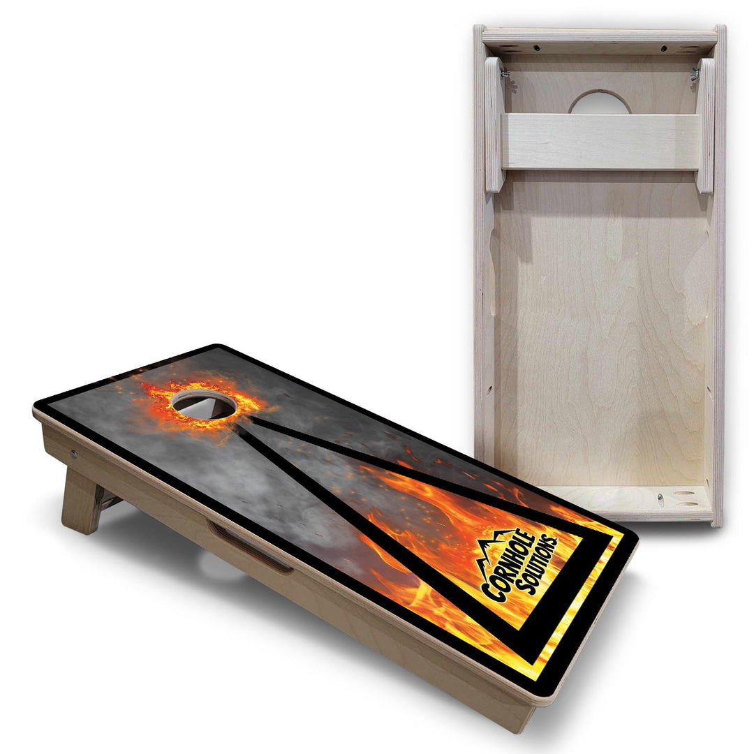 Fire Smoke Triangle - Vacation Cornhole Board Set (16" x 32") with 8 Mini Bags