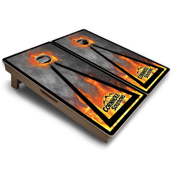 Fire Smoke Triangle - Vacation Cornhole Board Set (16" x 32") with 8 Mini Bags