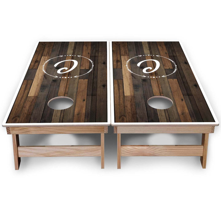 Wood Wreath Letter Cornhole Boards - Backyard Series