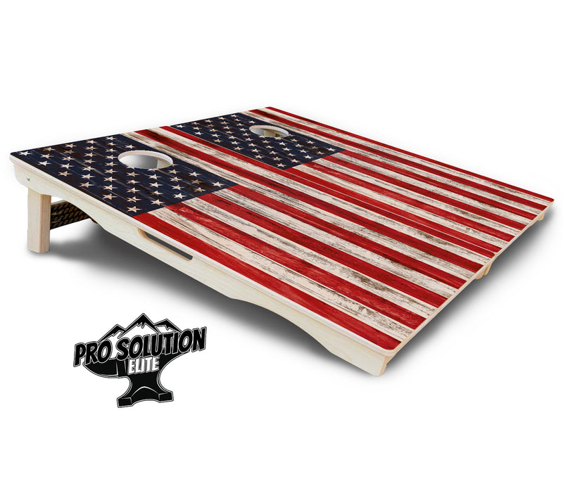 Pro Solution Elite - Antique Flag Design - Professional Tournament Cornhole Boards 3/4" Baltic Birch - Zero Bounce Zero Movement Vertical Interlocking Braces for Extra Weight & Stability +Double Thick Legs +Airmail Blocker