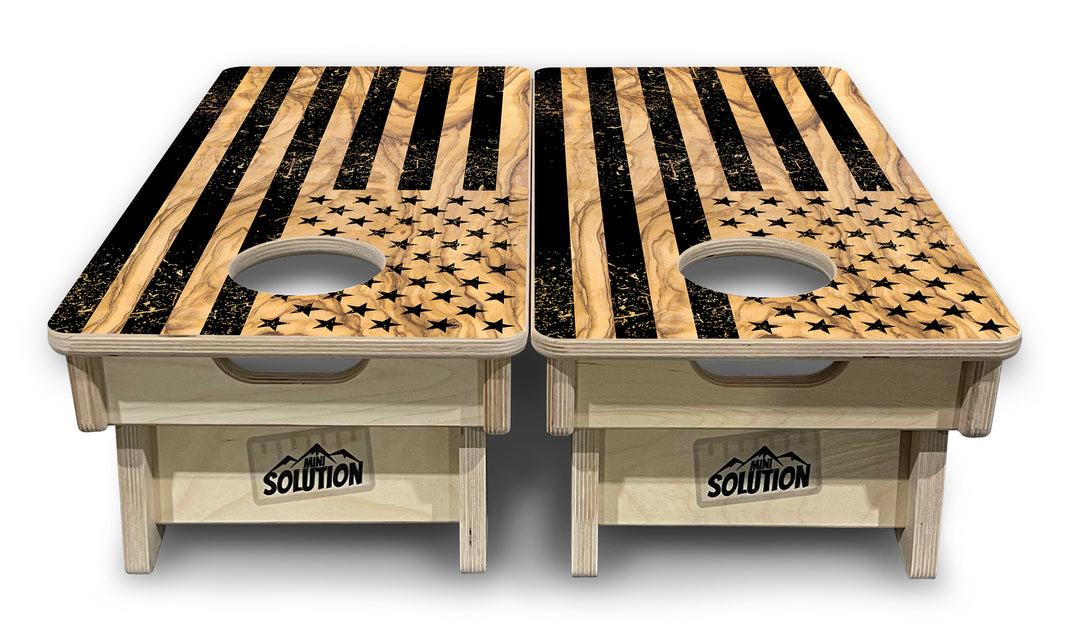 Mini Cornhole Boards - Light Wood Flag Designs