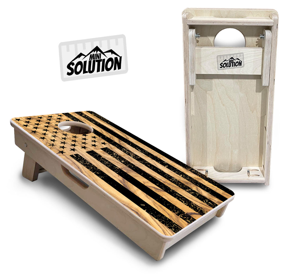 Mini Cornhole Boards - Light Wood Flag Designs
