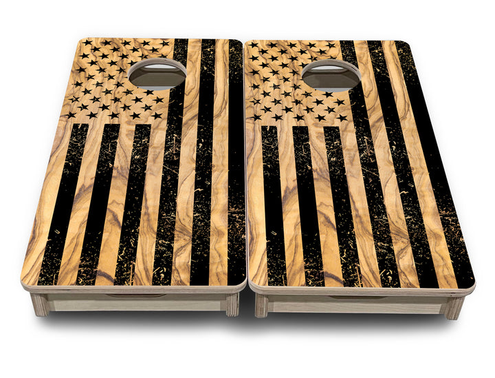 Mini Cornhole Boards - Light Wood Flag Designs