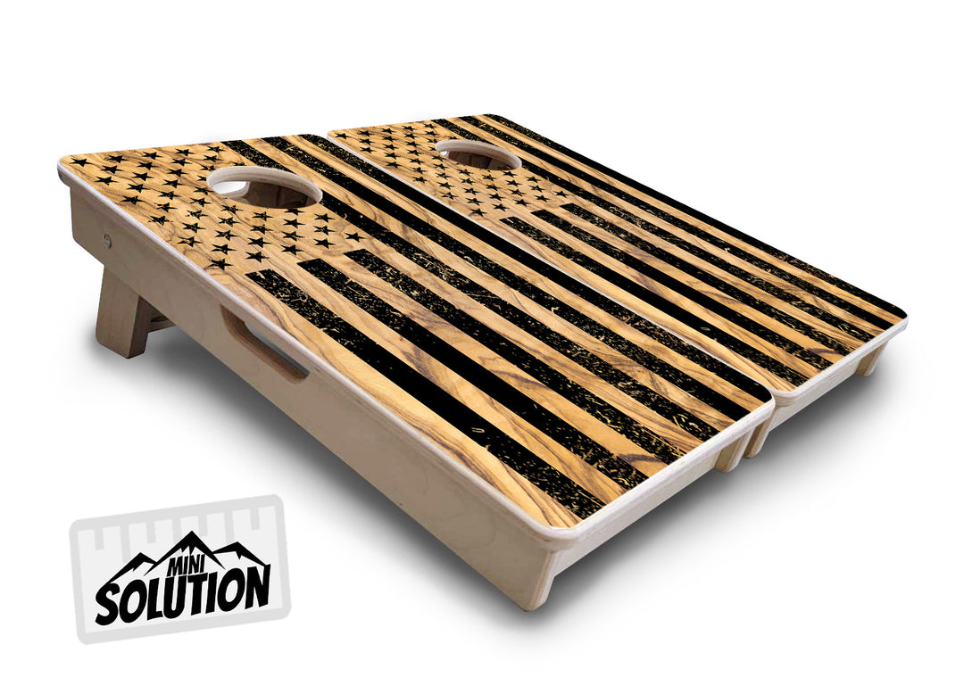 Mini Cornhole Boards - Light Wood Flag Designs