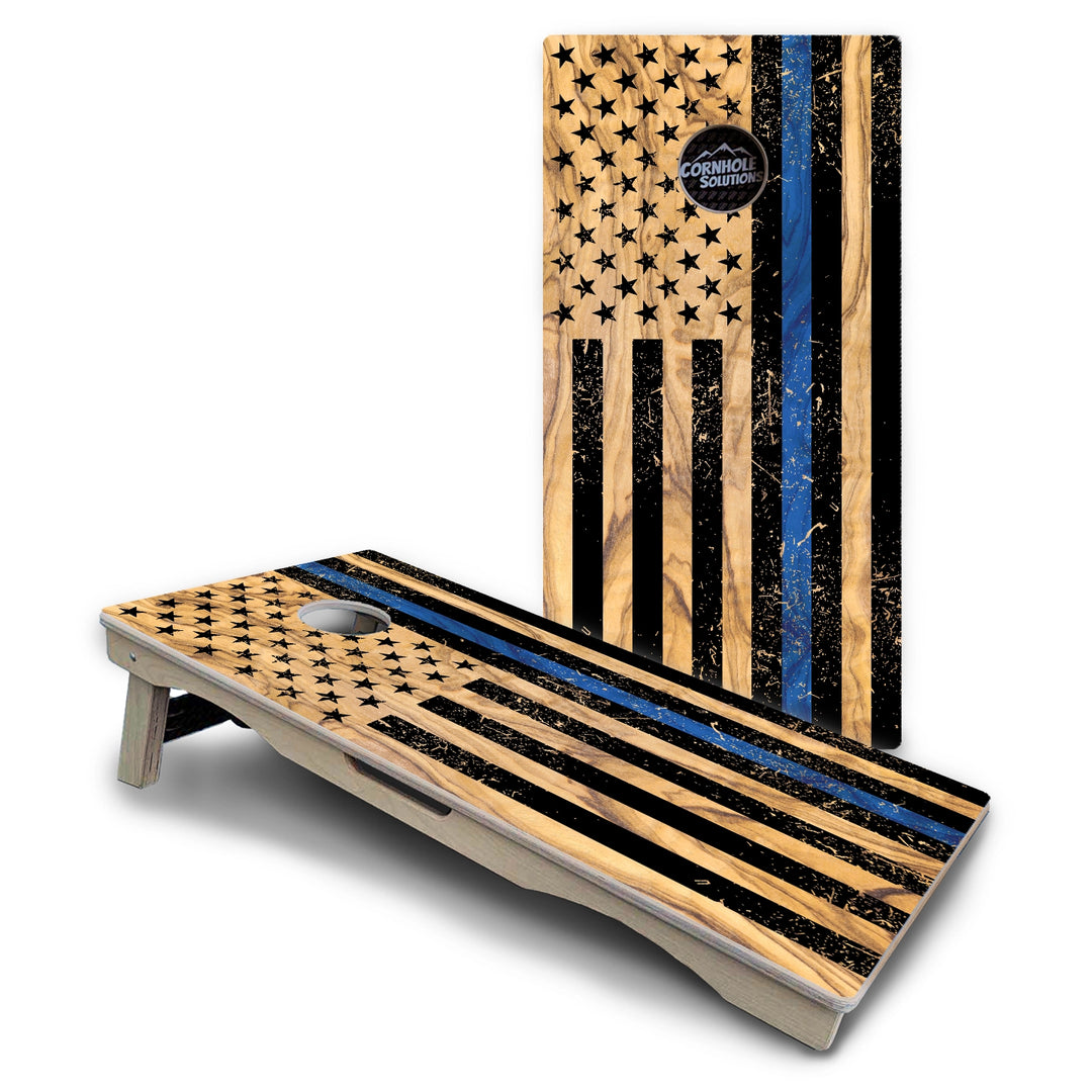 Black Woodgrain Flag Cornhole Boards – Pro Lite or Pro Elite