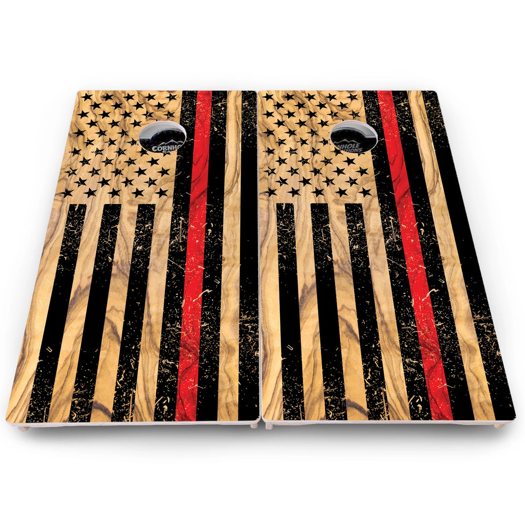 Black Woodgrain Flag Cornhole Boards – Pro Lite or Pro Elite