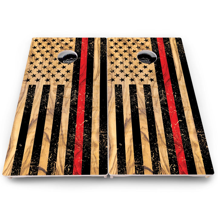 Black Woodgrain Flag Cornhole Boards – Pro Lite or Pro Elite