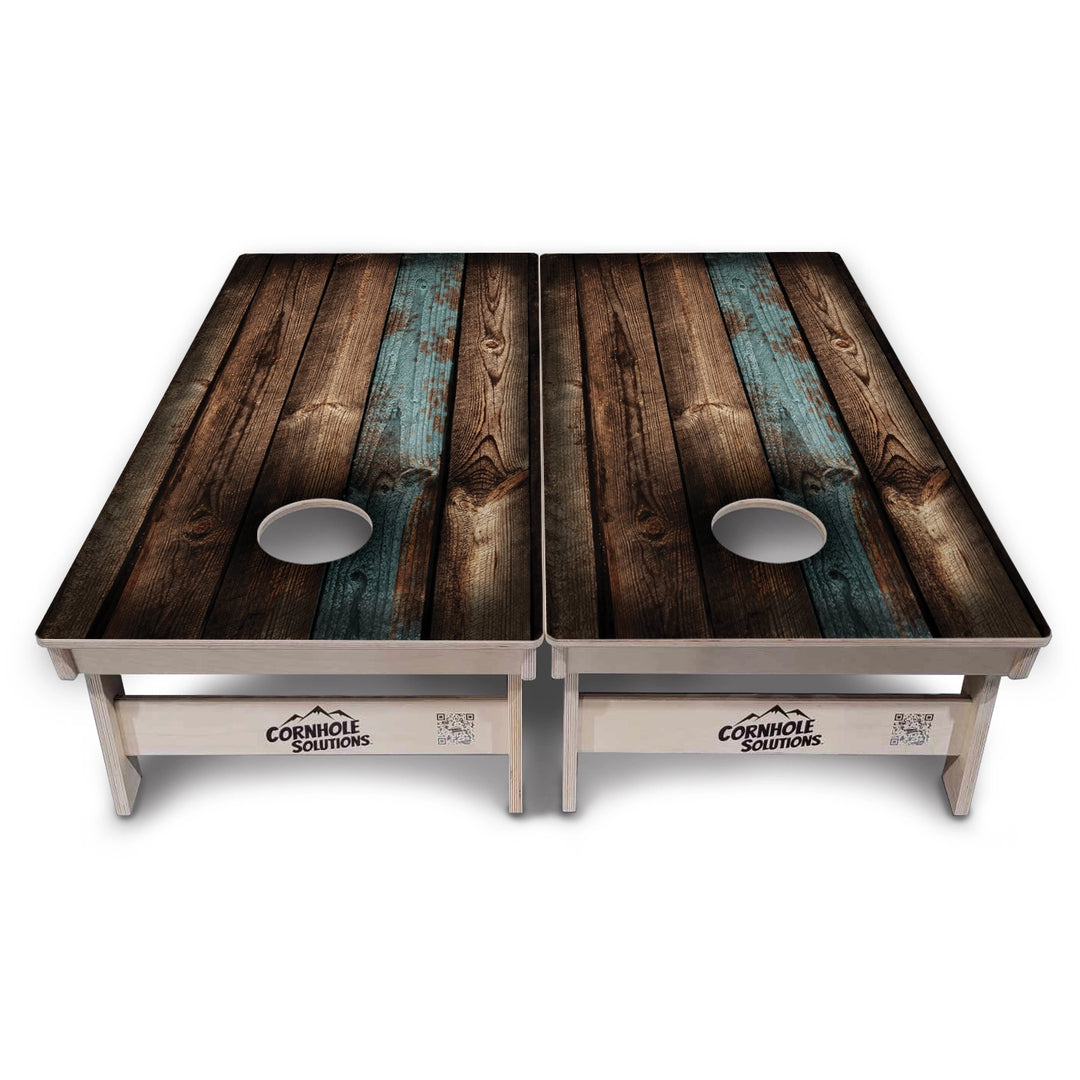 Rustic Teal Wood Cornhole Boards – Tournament Series