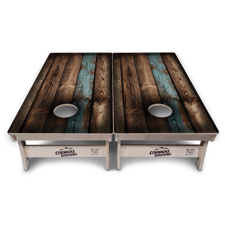 Rustic Teal Wood Cornhole Boards – Tournament Series
