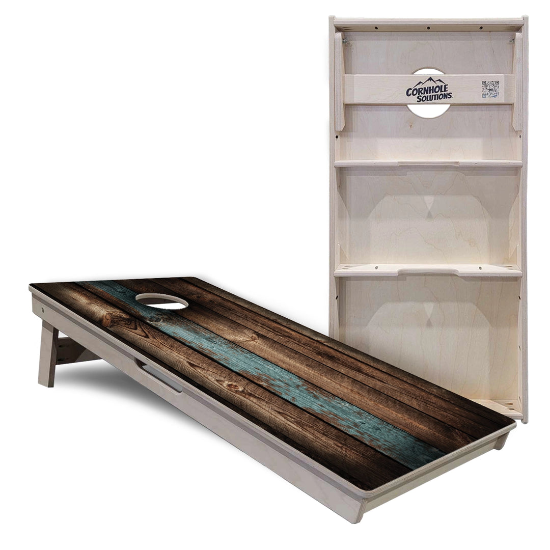 Rustic Teal Wood Cornhole Boards – Tournament Series