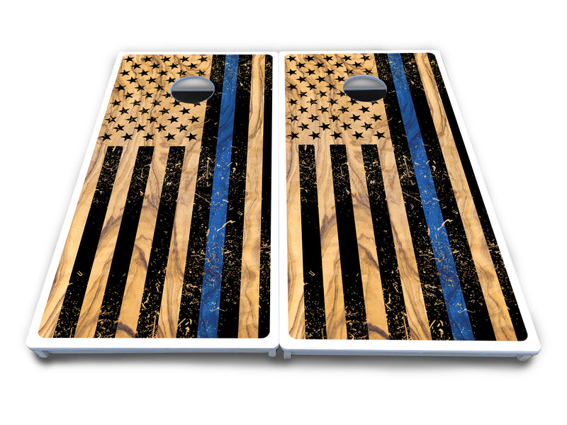 Waterproof - Light Wood Flag Design Options - All Weather Boards "Outdoor Solution" 18mm(3/4")Direct UV Printed - Regulation 2' by 4' Cornhole Boards (Set of 2 Boards) Double Thick Legs, with Leg Brace & Dual Support Braces!