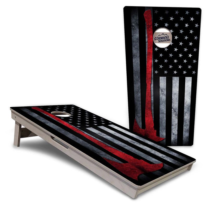 Tournament Boards - Fire Axe Flag - Professional Tournament 2'x4' Regulation Cornhole Set - 3/4″ Baltic Birch + UV Direct Print + UV Clear Coat