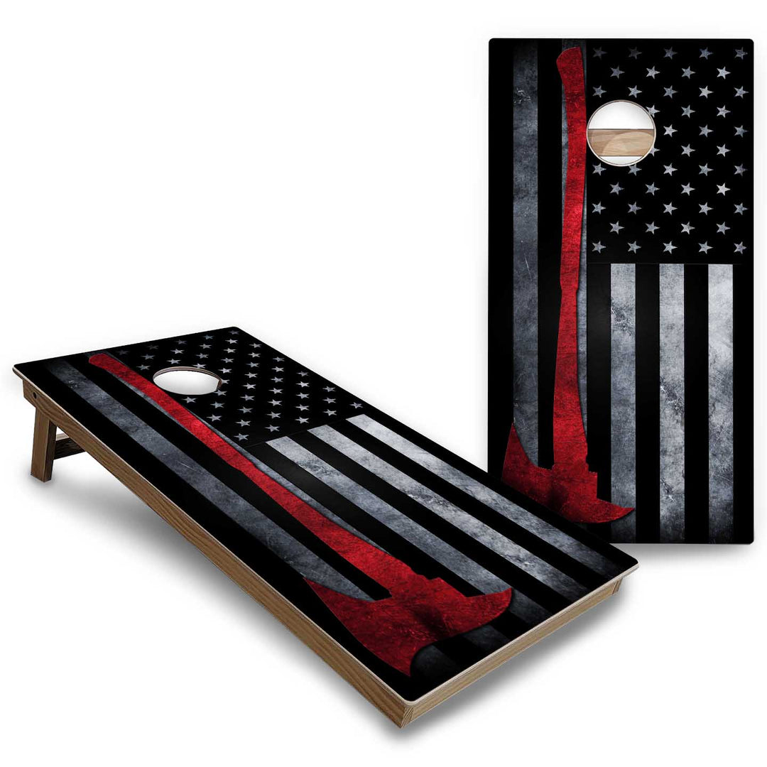 B&W Flag Cornhole Boards - Backyard Series