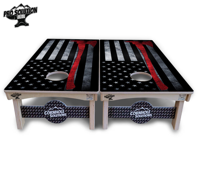 Pro Solution Elite - Axe Flag - Professional Tournament Cornhole Boards 3/4" Baltic Birch - Zero Bounce Zero Movement Vertical Interlocking Braces for Extra Weight & Stability +Double Thick Legs +Airmail Blocker