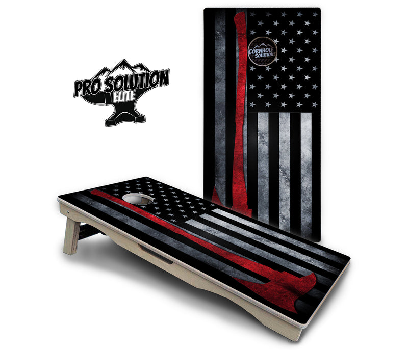 Pro Solution Elite - Axe Flag - Professional Tournament Cornhole Boards 3/4" Baltic Birch - Zero Bounce Zero Movement Vertical Interlocking Braces for Extra Weight & Stability +Double Thick Legs +Airmail Blocker