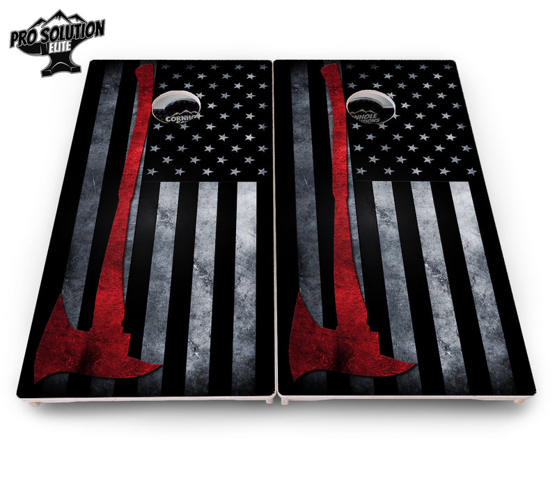 Pro Solution Elite - Axe Flag - Professional Tournament Cornhole Boards 3/4" Baltic Birch - Zero Bounce Zero Movement Vertical Interlocking Braces for Extra Weight & Stability +Double Thick Legs +Airmail Blocker