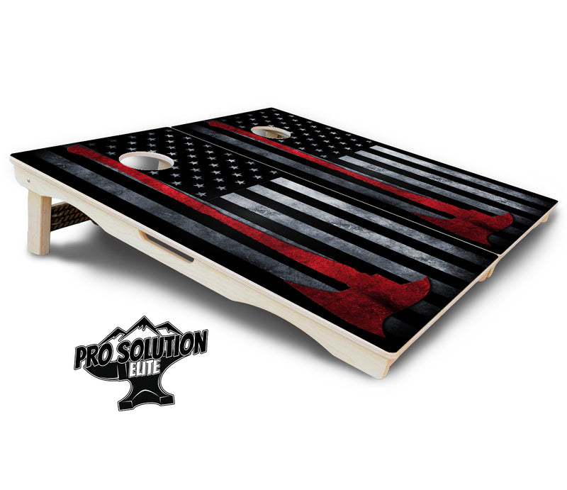 Pro Solution Elite - Axe Flag - Professional Tournament Cornhole Boards 3/4" Baltic Birch - Zero Bounce Zero Movement Vertical Interlocking Braces for Extra Weight & Stability +Double Thick Legs +Airmail Blocker