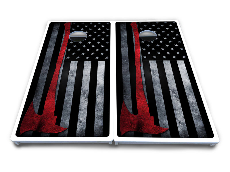 Waterproof - Axe Flag - All Weather Boards "Outdoor Solution" 18mm(3/4")Direct UV Printed - Regulation 2' by 4' Cornhole Boards (Set of 2 Boards) Double Thick Legs, with Leg Brace & Dual Support Braces!