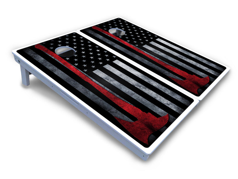 Waterproof - Axe Flag - All Weather Boards "Outdoor Solution" 18mm(3/4")Direct UV Printed - Regulation 2' by 4' Cornhole Boards (Set of 2 Boards) Double Thick Legs, with Leg Brace & Dual Support Braces!