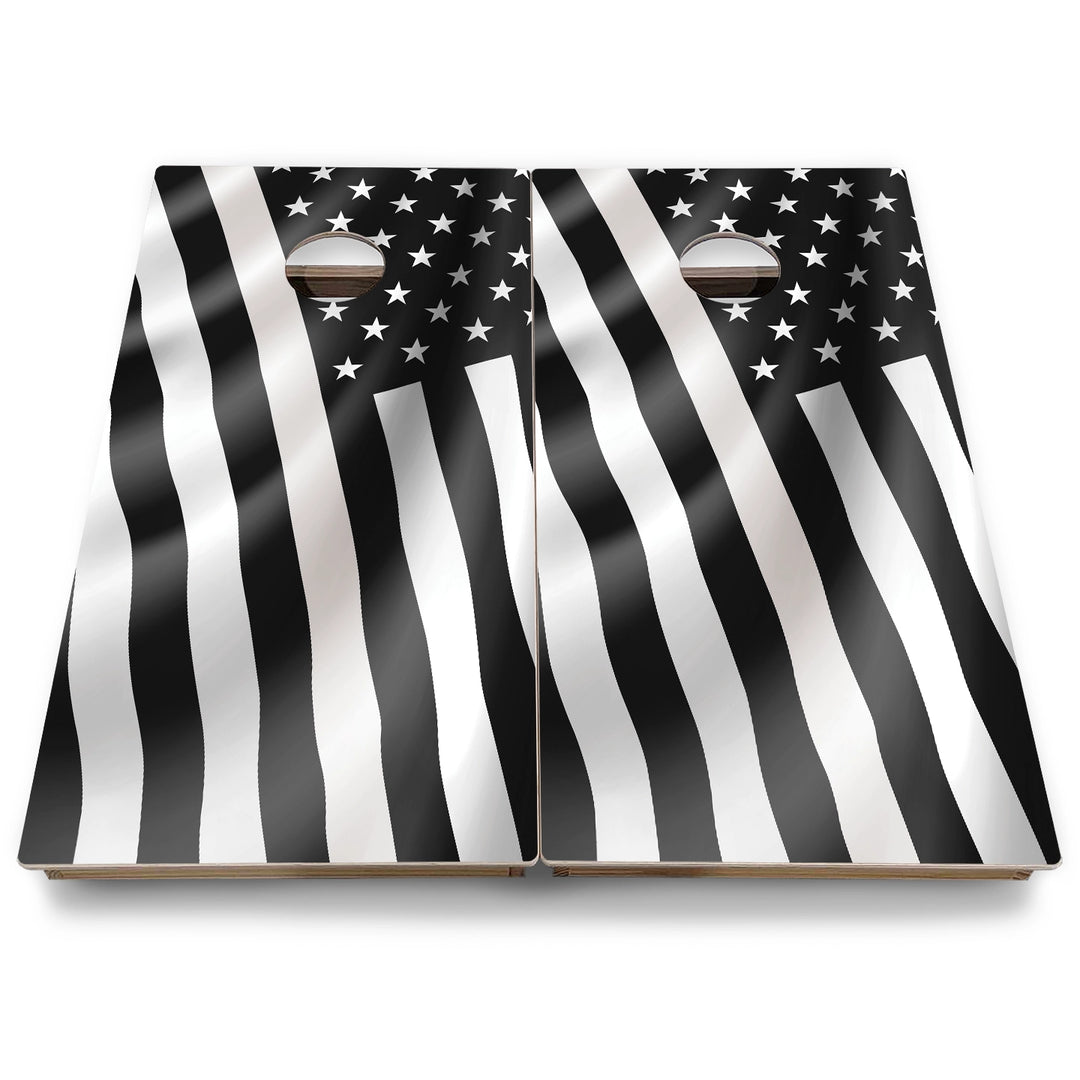 B&W Flag Cornhole Boards - Backyard Series