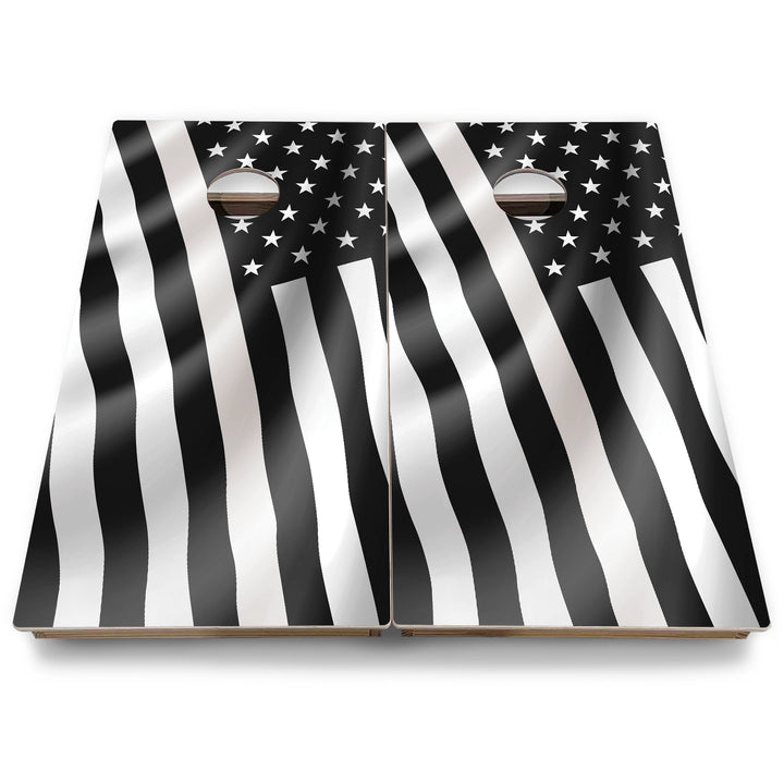 B&W Flag Cornhole Boards - Backyard Series