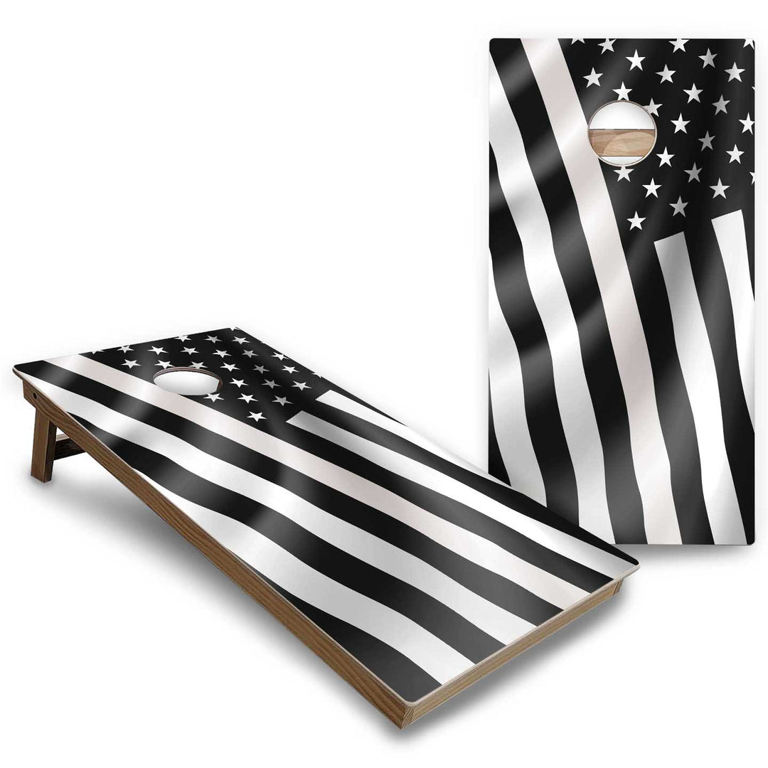 B&W Flag Cornhole Boards - Backyard Series