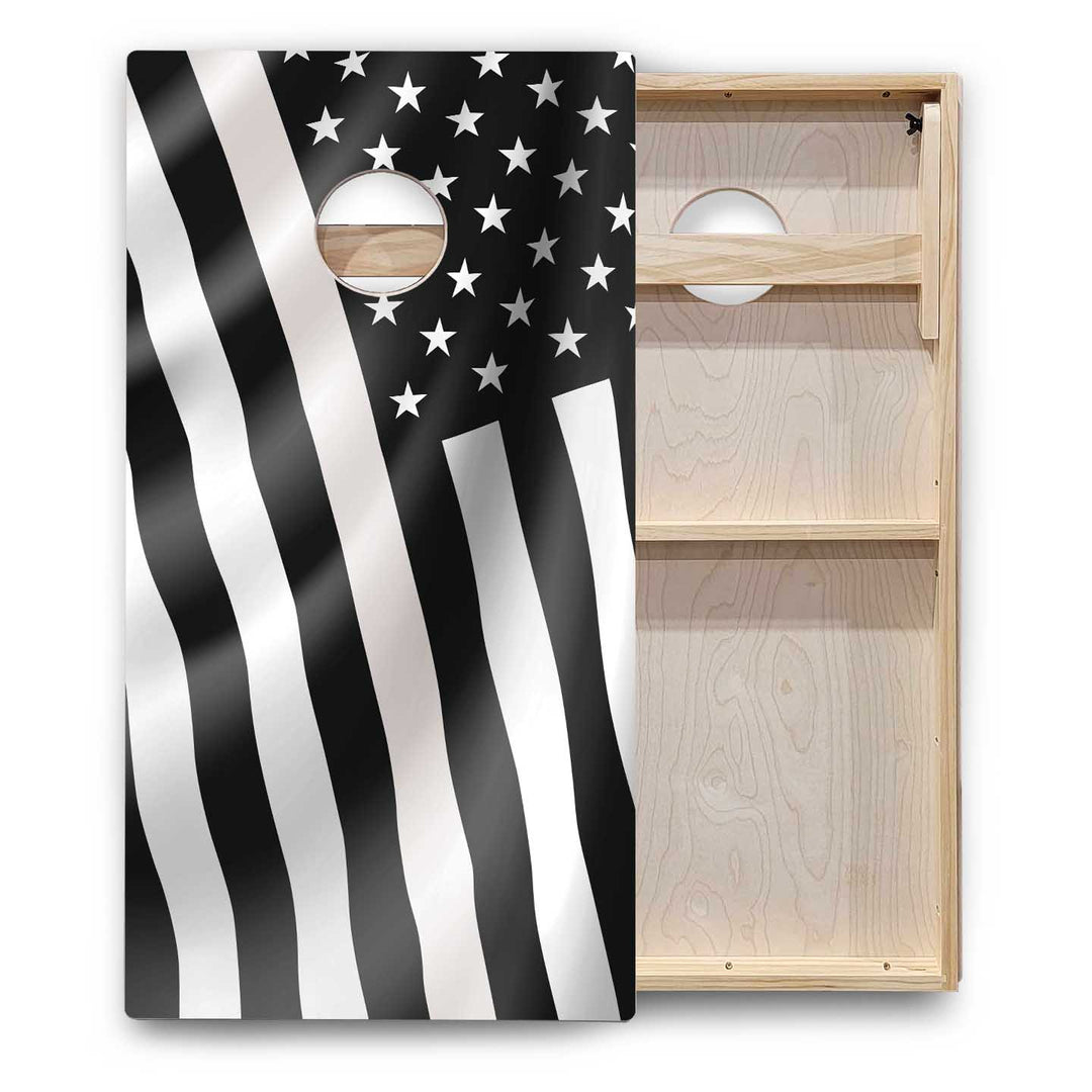 B&W Flag Cornhole Boards - Backyard Series
