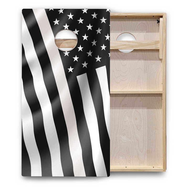 B&W Flag Cornhole Boards - Backyard Series
