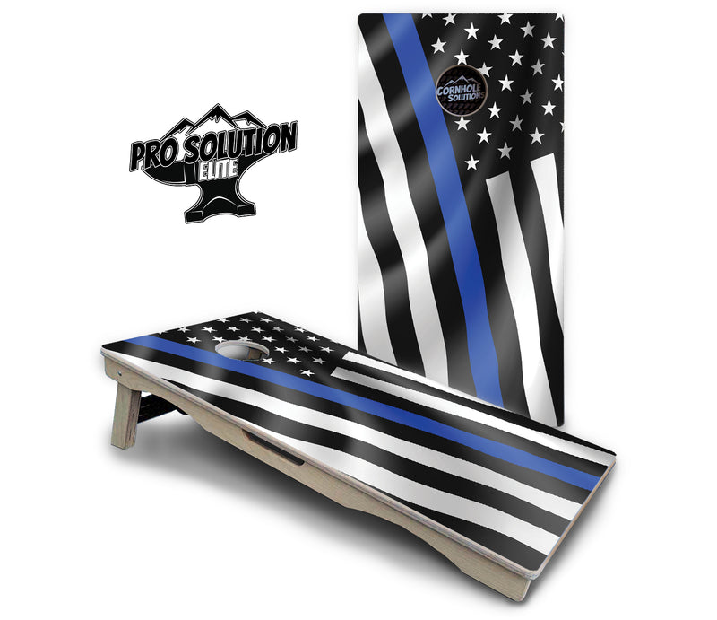 Pro Solution Elite - B&W Wavy Flag Design Options - Professional Tournament Cornhole Boards 3/4" Baltic Birch - Zero Bounce Zero Movement Vertical Interlocking Braces for Extra Weight & Stability +Double Thick Legs +Airmail Blocker