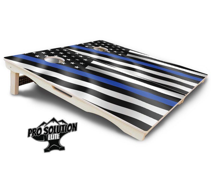 Pro Solution Elite - B&W Wavy Flag Design Options - Professional Tournament Cornhole Boards 3/4" Baltic Birch - Zero Bounce Zero Movement Vertical Interlocking Braces for Extra Weight & Stability +Double Thick Legs +Airmail Blocker