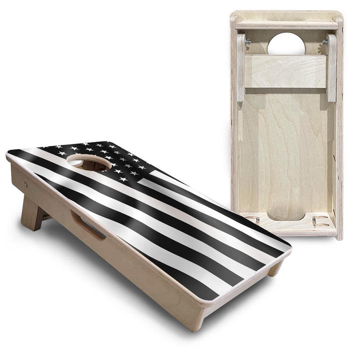 B&W Wavy Flag - Mini or Vacation Size Cornhole Boards