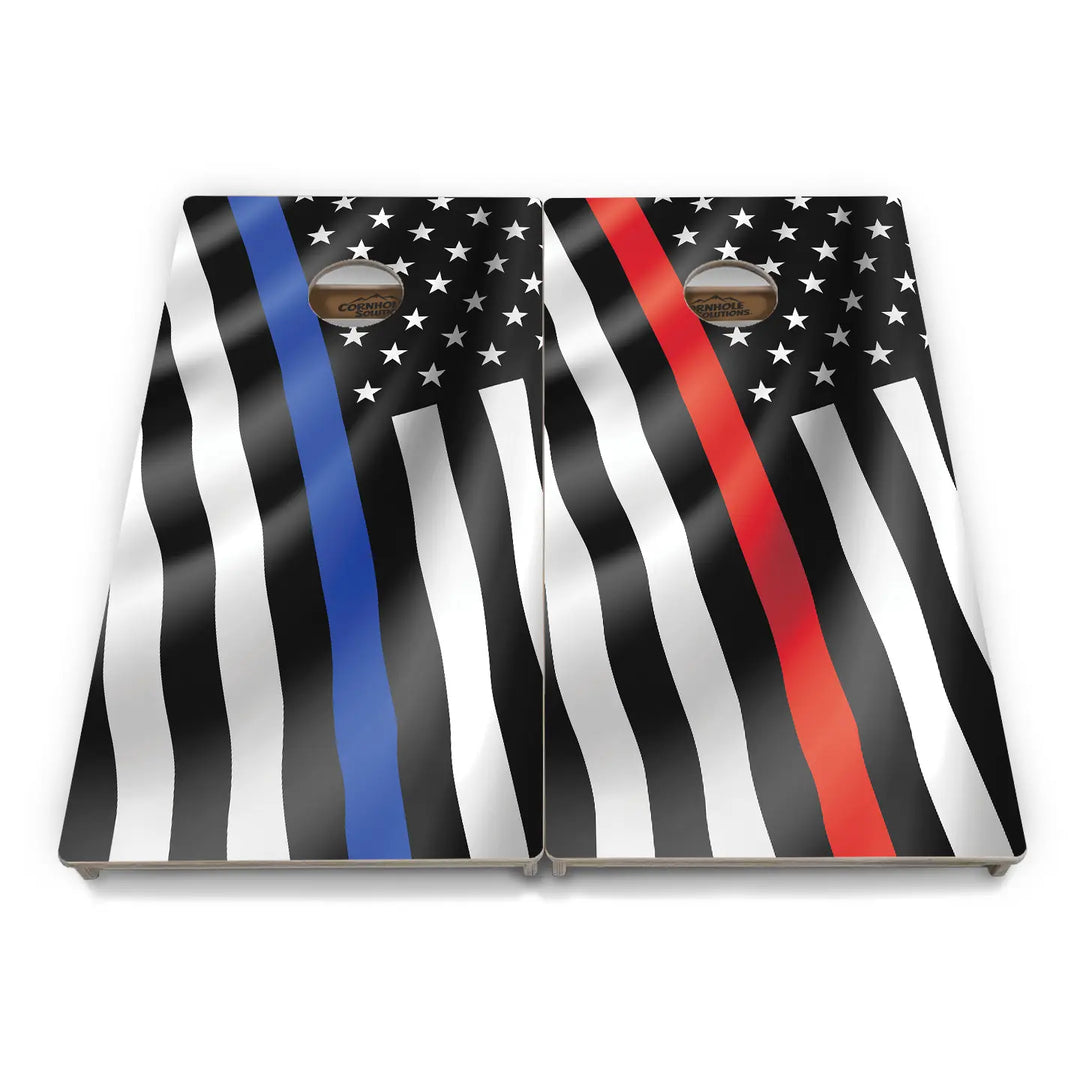 First Responder Wavy Flag Cornhole Boards – Tournament Series