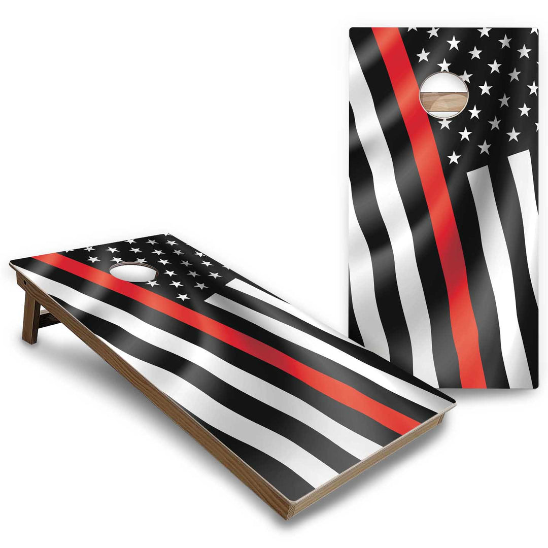 B&W Flag Cornhole Boards - Backyard Series
