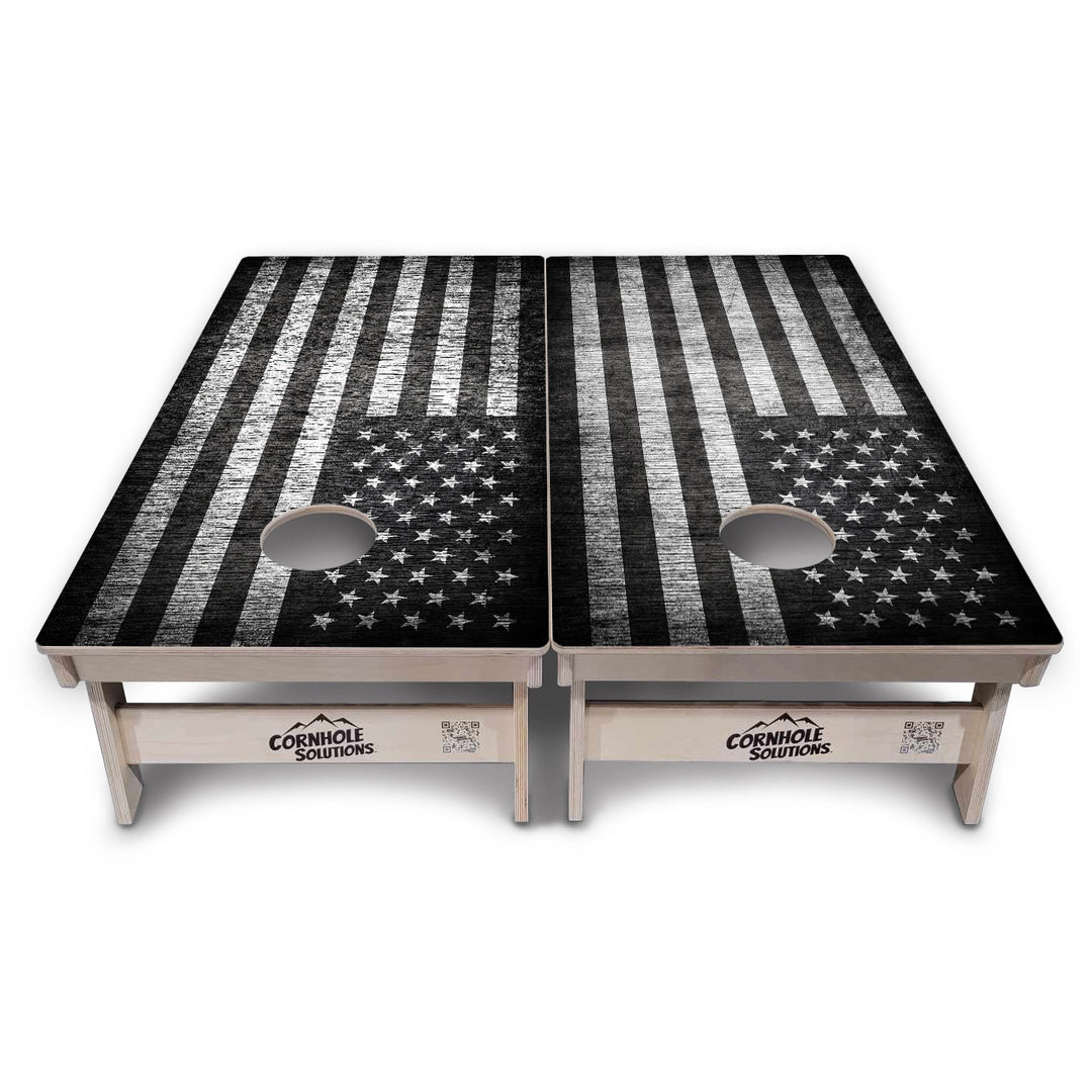 Grayscale Flag Cornhole Boards – Tournament Series