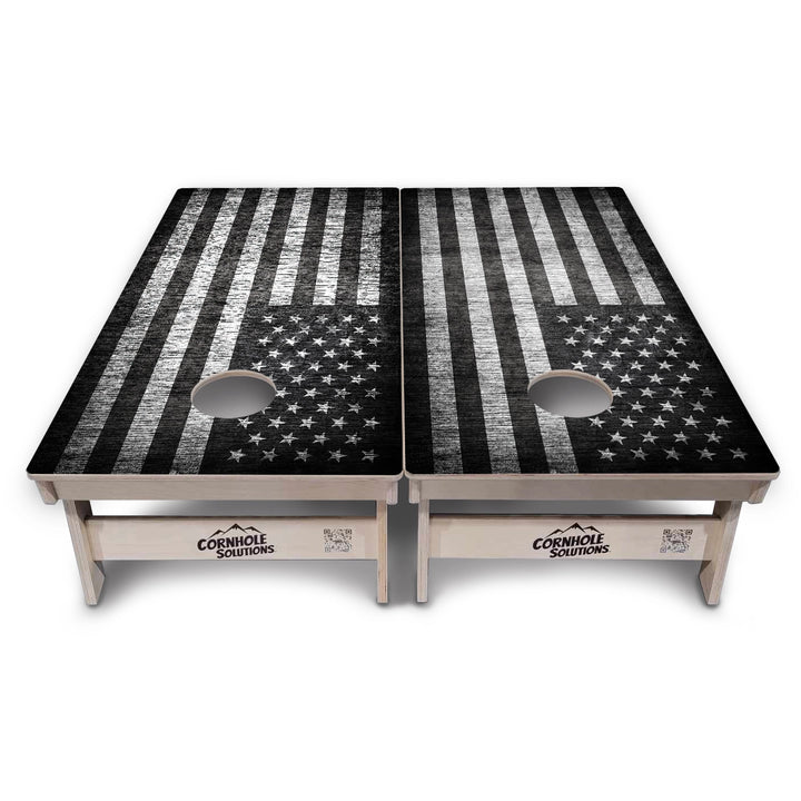 Grayscale Flag Cornhole Boards – Tournament Series