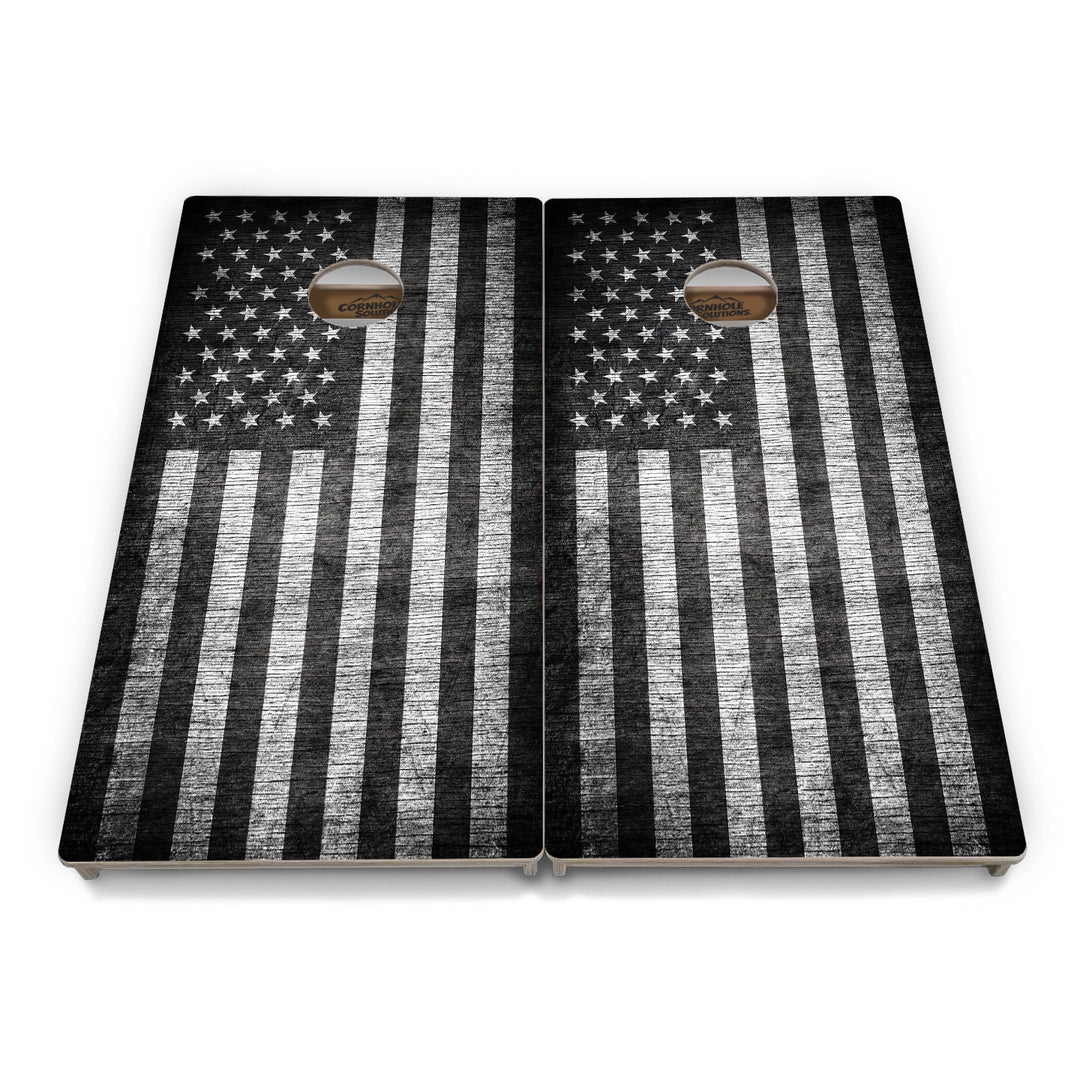 Grayscale Flag Cornhole Boards – Tournament Series
