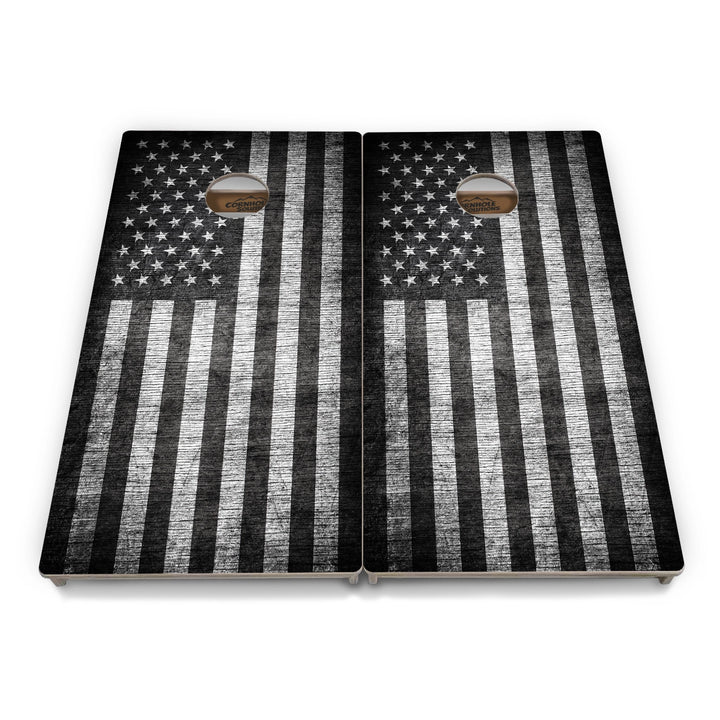 Grayscale Flag Cornhole Boards – Tournament Series