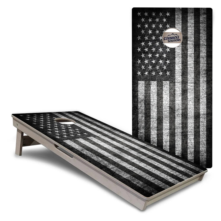 Grayscale Flag Cornhole Boards – Tournament Series