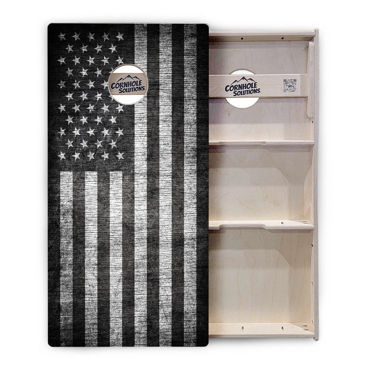 Grayscale Flag Cornhole Boards – Tournament Series