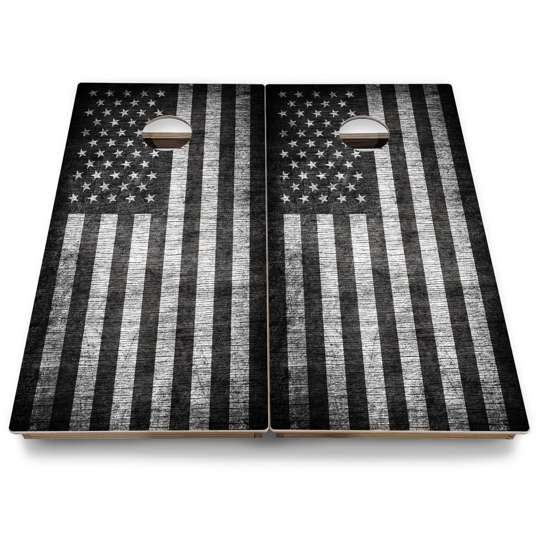 B&W Flag Cornhole Boards - Backyard Series