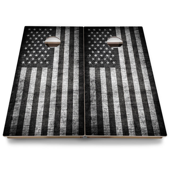 B&W Flag Cornhole Boards - Backyard Series