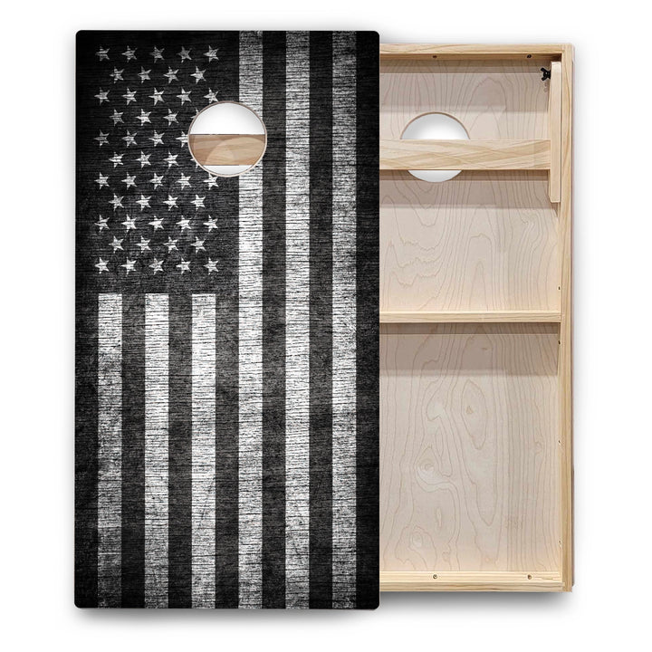 B&W Flag Cornhole Boards - Backyard Series