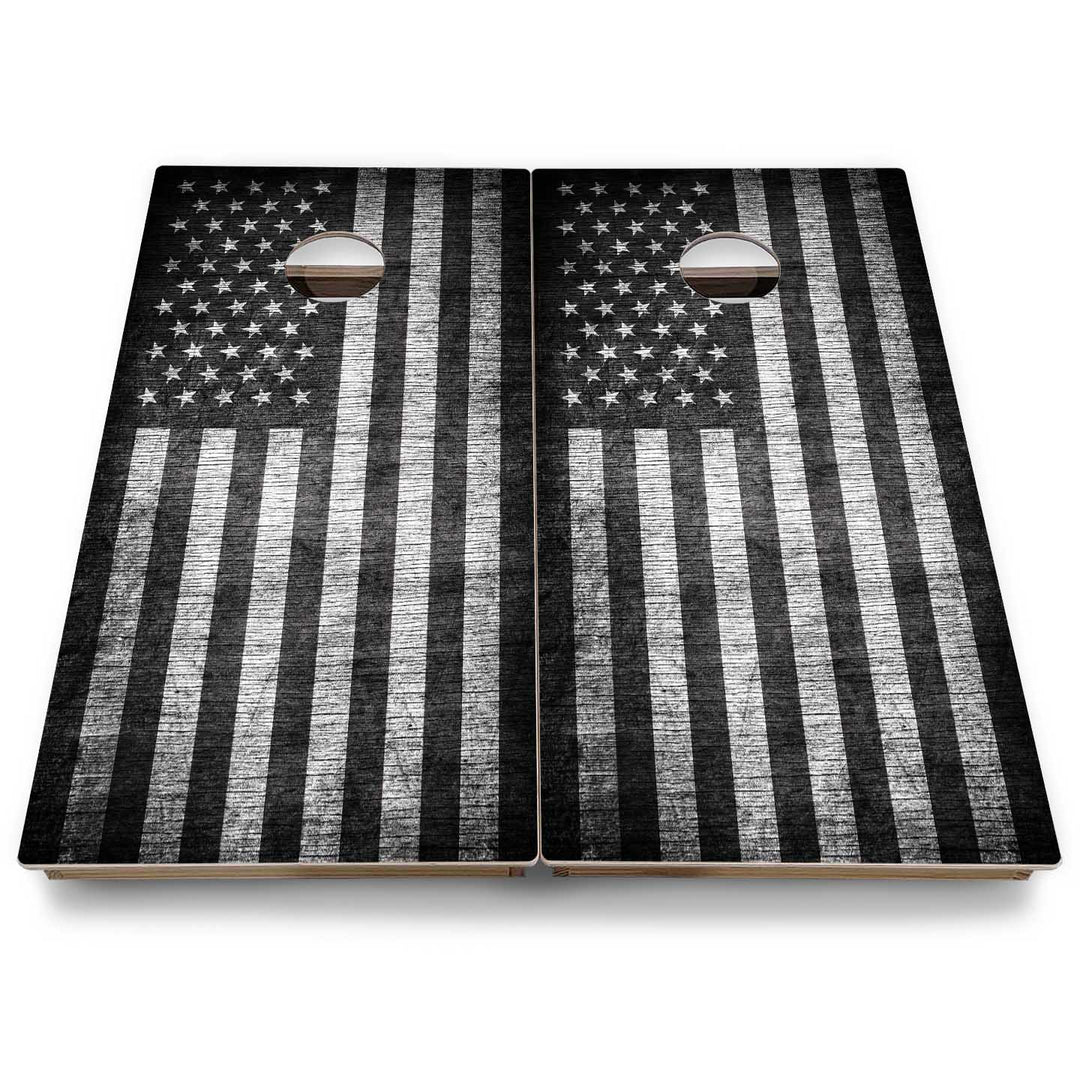 B&W Flag Cornhole Boards - Backyard Series