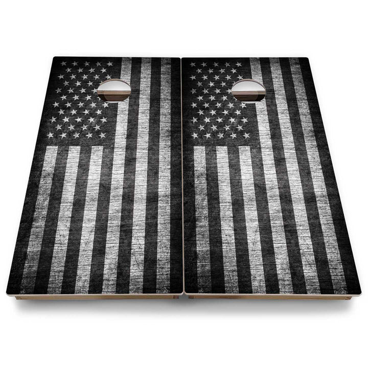 B&W Flag Cornhole Boards - Backyard Series