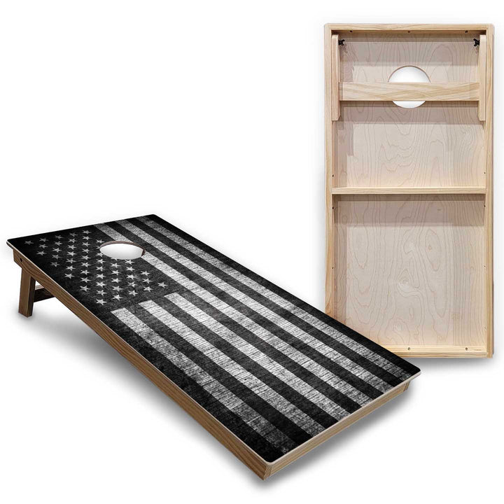 B&W Flag Cornhole Boards - Backyard Series