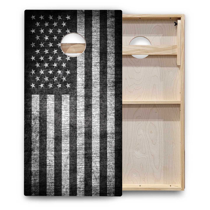 B&W Flag Cornhole Boards - Backyard Series
