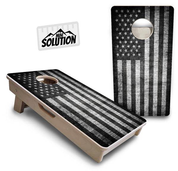 Mini Cornhole 12"x24" Boards - 4" holes - Monochrome Flag - 3/4″ Baltic Birch