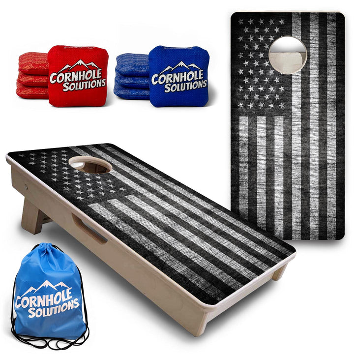 Grey Scale Flag - Mini or Vacation Size Cornhole Boards